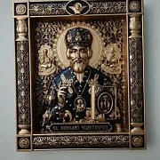 Резная Икона из дерева. Святой Николай Чудотворец — фотография 9