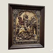 Икона резная из дерева Святой Георгий Победоносец — фотография 2