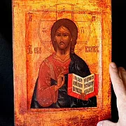 Икона "Христос Пантократор" дерево, ручная работа — фотография 2