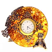 Настенные часы «Вологодские кружева» из янтаря и бронзы — фотография 2