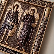 Резная Икона Архангелы Михаил и Гавриил — фотография 2