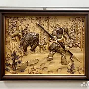 На память: Резная картина «Охотник» 60×46 см — фотография 1