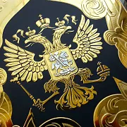 Кожаная обложка для автодокументов «Герб РФ» — оригинальный подарок — фотография 5