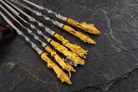 Набор шампуров «Подарок» с золочением
