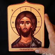 Икона "Господь Вседержитель" дерево, ручная работа — оригинальный подарок — фотография 2