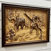 На память: Резная картина «Охотник» 60×46 см — фотография 2